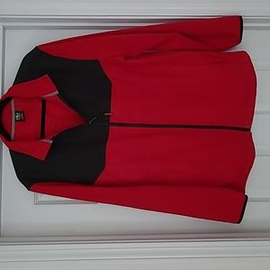 Athletic Works Men's Sz L (42-44) Full Zip Grid Fleece Jacket Red EUC